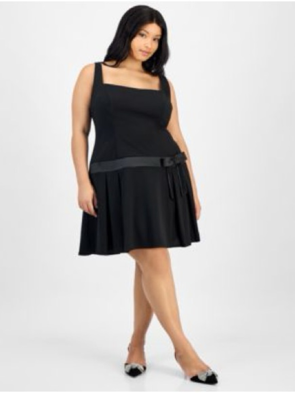 B. Darlin Black Sleeveless Dress with Square Neck